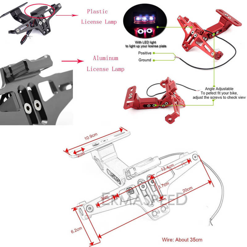 Universal Motorcycle Accessories CNC Adjustable License Plate Holder Fender Eliminator Bracket For Harley Honda Yamaha Suzuki Kawasaki Hyosung Victory Indian Bsa Triumph Aprilla Vespa