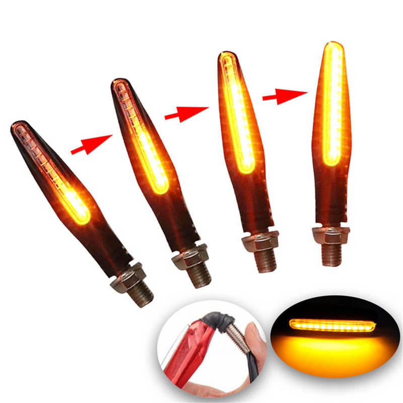 Motorcycle 4Pcs Turn Signal Light LED Flowing Tail Light Flexible Lamp Flashing Blinker Motorbike Accessories