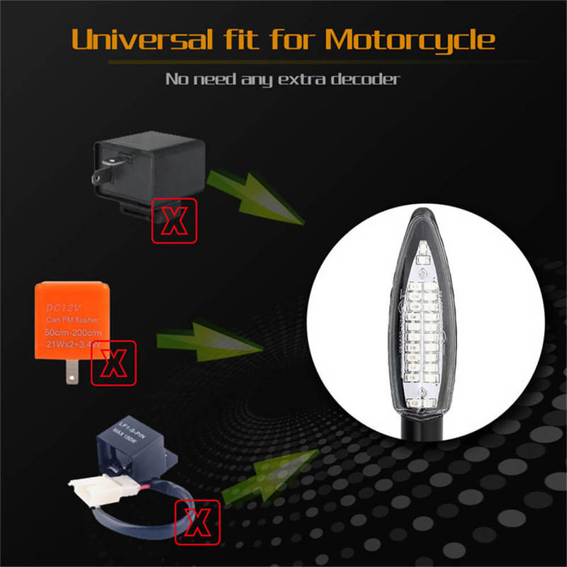 Motorcycle 2Pcs Turn Signal Light LED Flowing Tail Light Flexible Lamp Flashing Blinker Motorbike Accessories