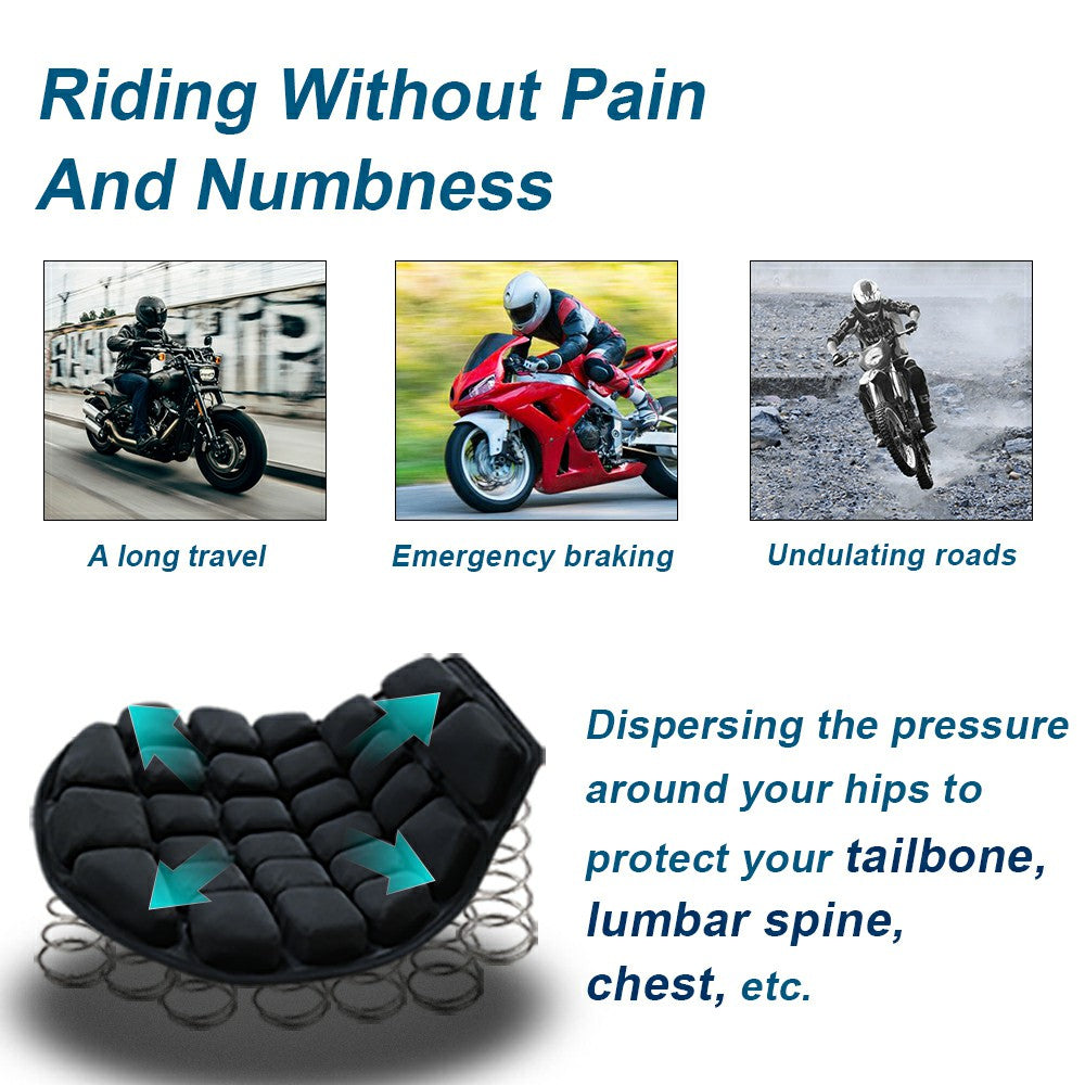 ASI AIR SEAT INNOVATIONS Motorcycle Air Seat Cushion - Pressure Relief Pad  - Touring Saddles Reduces Vibration - Rear or Small Seat Size 12 X 9.5