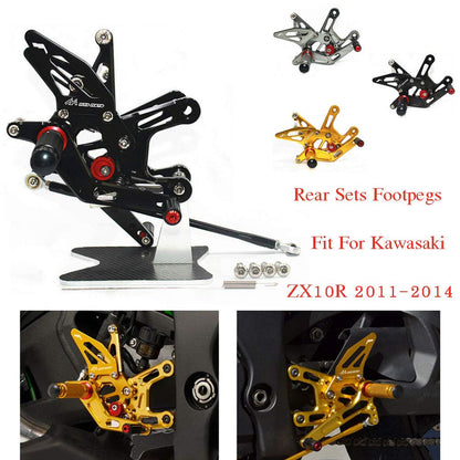 Motorcycle Accessories Adjustable Rear Set FootPegs for Kawasaki ZX10R 2011-2014 motorcycle rearsets for tall riders