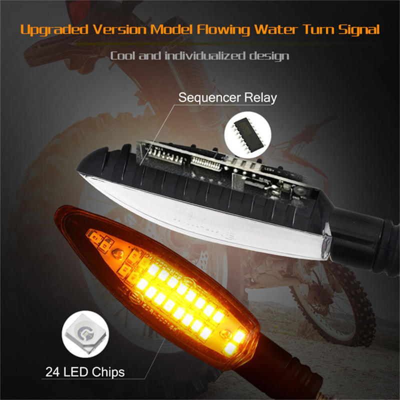 Motorcycle 2Pcs Turn Signal Light LED Flowing Tail Light Flexible Lamp Flashing Blinker Motorbike Accessories